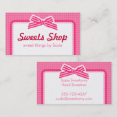 愛らしいピンクの弓菓子の技術の名刺 名刺 (正面/裏面)