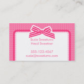 愛らしいピンクの弓菓子の技術の名刺 名刺 (裏面)