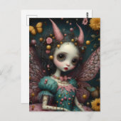 愛らしいピンクの悪魔の妖精 ポストカード (正面/裏面)