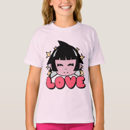 愛らしいピンクの星目少女 – LOVE Tee Tシャツ