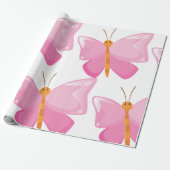 愛らしいピンクの漫画の蝶 ラッピングペーパー (アンロールド)