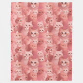 愛らしいピンクの猫 フリースブランケット (正面)