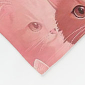 愛らしいピンクの猫 フリースブランケット (角)