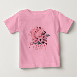 愛らしいピンクの花の飾り付きパンプキン秋の赤ちゃん女の子 ベビーTシャツ
