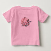 愛らしいピンクの花の飾り付きパンプキン秋の赤ちゃん女の子 ベビーTシャツ (裏面)