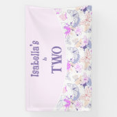 愛らしいピンクの蝶誕生日ガールズバナー 横断幕 (縦)