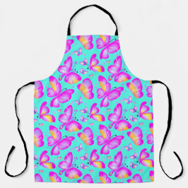 愛らしいピンクの蝶 エプロン