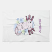 愛らしいピンクの軸足漫画 キッチンタオル (横)