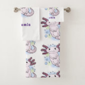 愛らしいピンクの軸足漫画 バスタオルセット (インサイチュ)