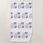 愛らしいピンクの軸足漫画 ビーチタオル (正面)