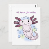 愛らしいピンクの軸足漫画 ポストカード (正面/裏面)