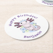 愛らしいピンクの軸足漫画 ラウンドペーパーコースター (アングル)