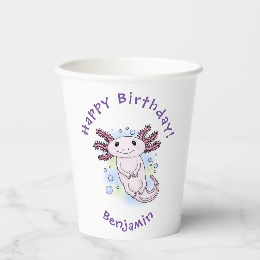 愛らしいピンクの軸足漫画 紙コップ (正面)