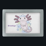 愛らしいピンクの軸足漫画 長方形ベルトバックル<br><div class="desc">私はaxolotlsが大好き！この可愛いメキシコの歩く魚の漫画は幸せでありおもしろいでもある。</div>