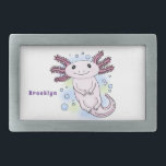 愛らしいピンクの軸足漫画 長方形ベルトバックル<br><div class="desc">私はaxolotlsが大好き！この可愛いメキシコの歩く魚の漫画は幸せでありおもしろいでもある。</div>
