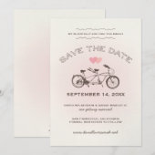 愛らしいピンクタンデム自転車 招待状 (正面/裏面)