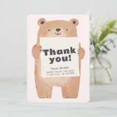 愛らしいピンクベアベビー発表ありがとう 招待状 (スタンド正面)