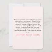 愛らしいピンクベアベビー発表ありがとう 招待状 (裏面)