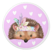 愛らしいピンクボホシックなハリネズミ セラミックノブ (正面)