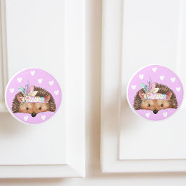 愛らしいピンクボホシックなハリネズミ セラミックノブ