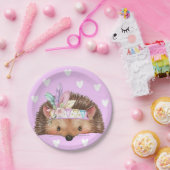 愛らしいピンクボホシックなハリネズミ ペーパープレート (パーティー)