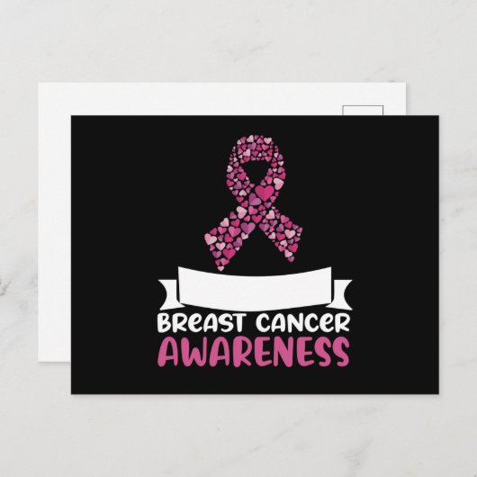 愛らしいピンクリボン乳癌認識度女性 ポストカード (正面/裏面)