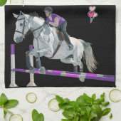 愛らしいピンク&パープルをテーマにした馬アメリカのMoJo キッチンタオル (折り畳み)