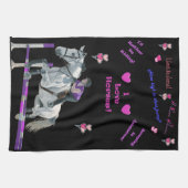 愛らしいピンク&パープルをテーマにした馬アメリカのMoJo キッチンタオル (横)