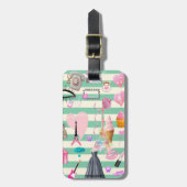 愛らしいファッション,パリ,ハートパターン ラゲッジタグ (正面縦)