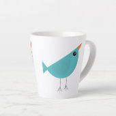 愛らしいファンタジーな鳥の自然アート カフェラテマグ (右アングル)
