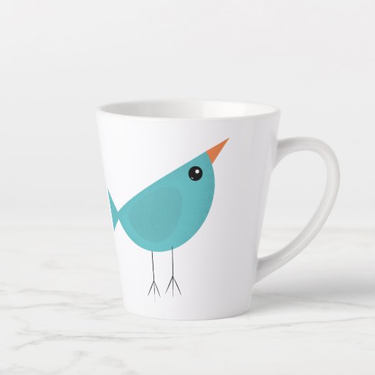 愛らしいファンタジーな鳥の自然アート カフェラテマグ (右)