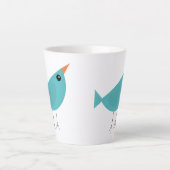愛らしいファンタジーな鳥の自然アート カフェラテマグ (正面)