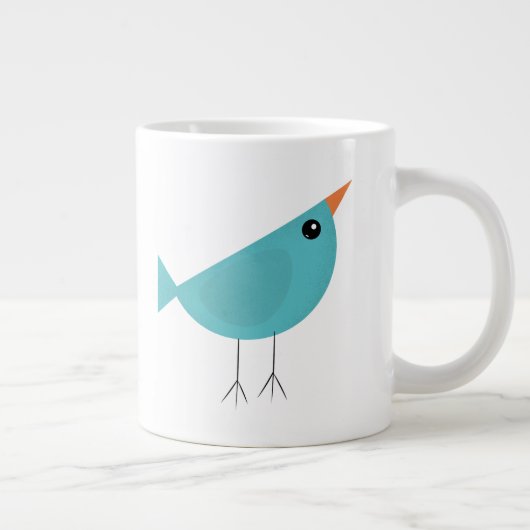 愛らしいファンタジーな鳥の自然アート ジャンボコーヒーマグカップ (右)