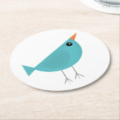 愛らしいファンタジーな鳥の自然アート ラウンドペーパーコースター (アングル)