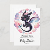 愛らしいファンタジードラゴンベビーシャワー サンキューカード (正面/裏面)