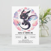 愛らしいファンタジードラゴン1歳の誕生日 招待状 (スタンド正面)