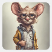 愛らしいファンタジーマウスのような生き物ショートジャケット スクエアシール (正面)