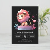 愛らしいファンタジーライオン誕生日 招待状 (スタンド正面)