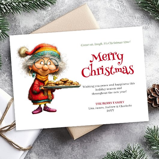 愛らしいファンタジー女性のカートゥーン クリスマスのユーモア  シーズンカード
