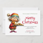 愛らしいファンタジー女性のカートゥーン クリスマスのユーモア  シーズンカード (正面)