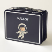 愛らしいファンタジー宇宙飛行士 かわいい宇宙探検家  メタルランチボックス (裏面)