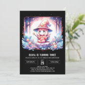 愛らしいファンタジー魔法使いの誕生日 招待状 (スタンド正面)