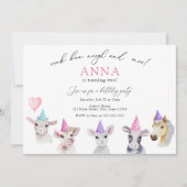 愛らしいファームアニマルズガール誕生日招待状 招待状 (正面)