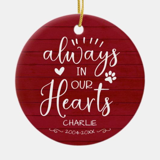 愛らしいファームハウスのカリグラフィー ペットメモリアル フォト セラミックオーナメント (正面)