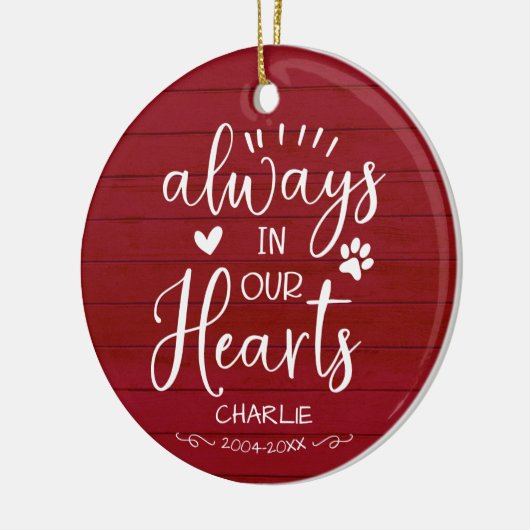 愛らしいファームハウスのカリグラフィー ペットメモリアル フォト セラミックオーナメント (左)