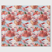 愛らしいファームピギークリスマス ラッピングペーパー (フラット)