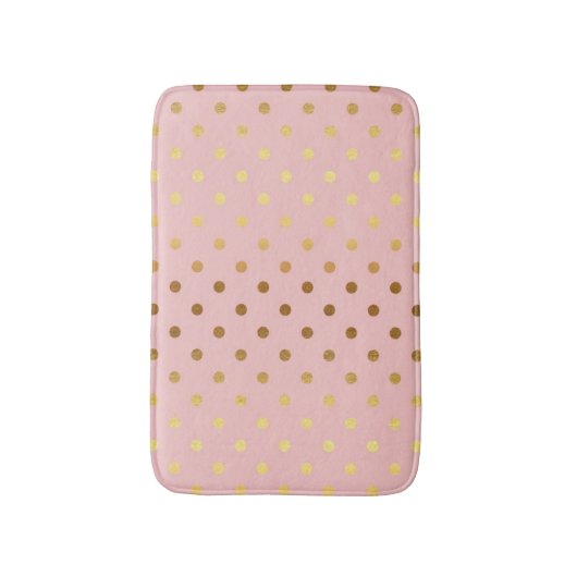 愛らしいフェイク金ゴールド水玉模様花 バスマット (正面縦)