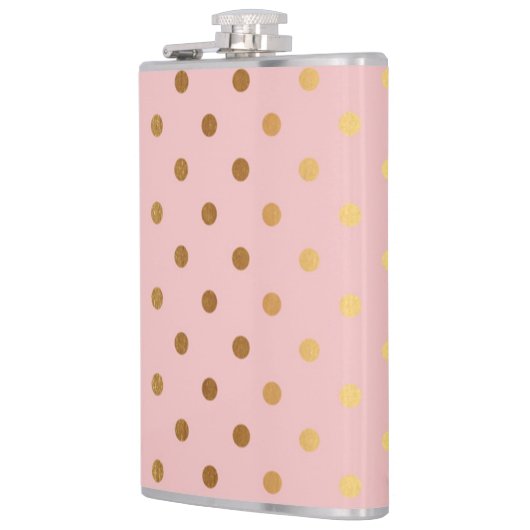 愛らしいフェイク金ゴールド水玉模様花 フラスク (左)