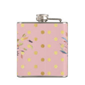 愛らしいフェイク金ゴールド水玉模様花 フラスク (裏面)