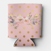 愛らしいフェイク金ゴールド水玉模様花 缶クーラー (正面)